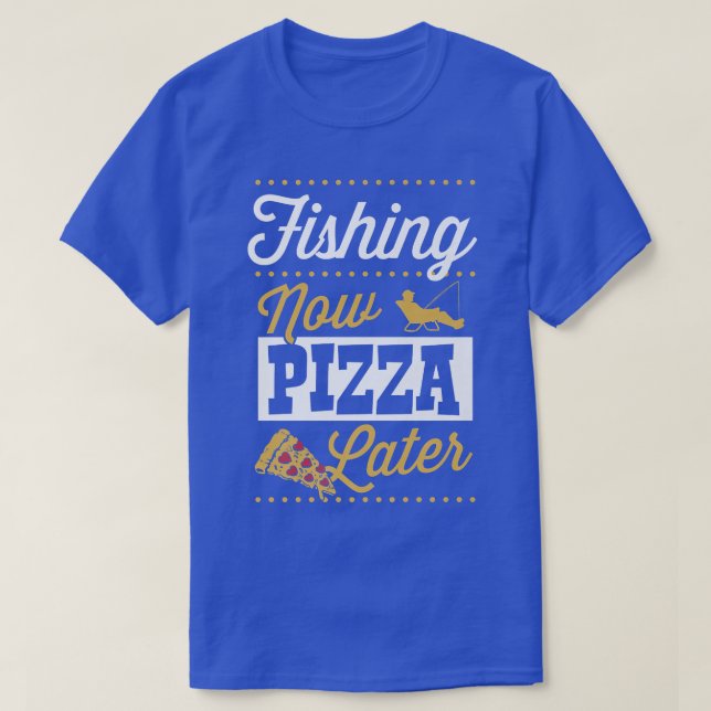 Fischen jetzt Pizza später Frischling Bass Fischen T-Shirt (Design vorne)