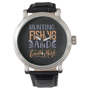 Fischen Kunst Jagd Fischen und Country Music Armbanduhr