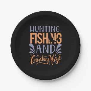 Fischen Kunst Jagd Fischen und Country Music Pappteller