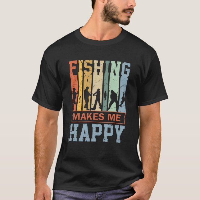 Fischen macht mich glücklich T-Shirt (Vorderseite)