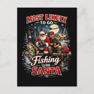 Fischen mit dem Weihnachtsmann Postkarte
