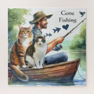 Fischen mit Katzen gegangen Süße Katzenliebhaber-P Puzzle