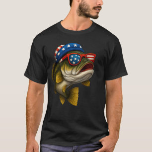 Fischen Patriotische Amerikanische Flagge Fischer T-Shirt