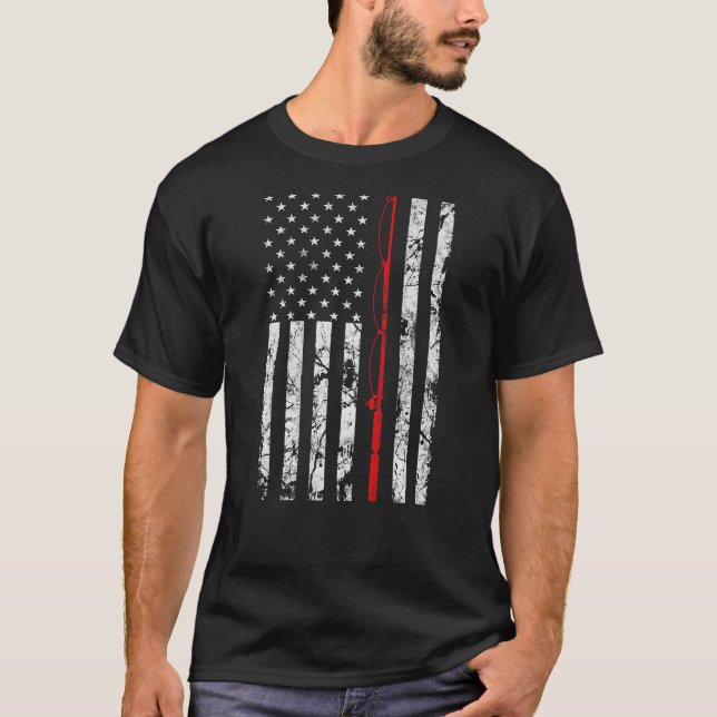 Fischen Pole American Flag Geschenk für Fischer T  T-Shirt (Vorderseite)