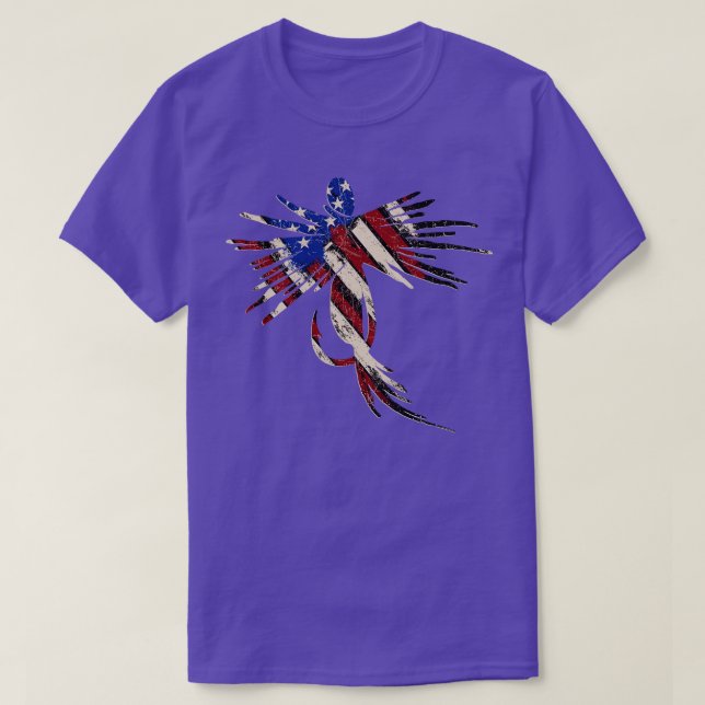 Fischen Rot-Weiß und Blau-Amerikanische Flagge Pat T-Shirt (Design vorne)