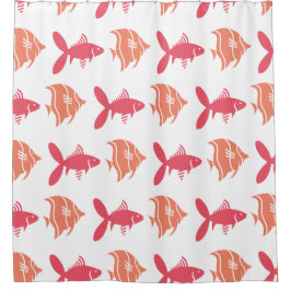 Fischen Sie schwimmendes grafisches Pfirsich-Rosa Duschvorhang