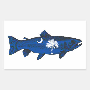 Fischen Sie South Carolina Forelle Rechteckiger Aufkleber
