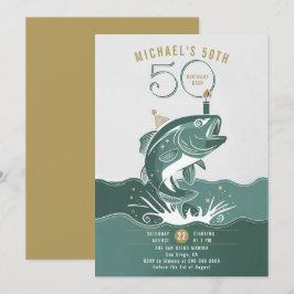 Fischen Spaß Big Fish Grüne Männer 50. Geburtstag Einladung