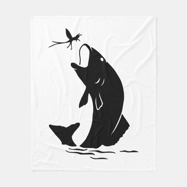 Fischen Sprünge Larvea Hook Fisherman Geschenk Fleecedecke (Vorderseite)
