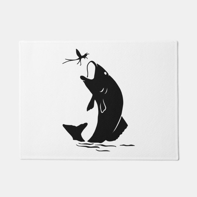 Fischen Sprünge Larvea Hook Fisherman Geschenk Fußmatte (Vorderseite)
