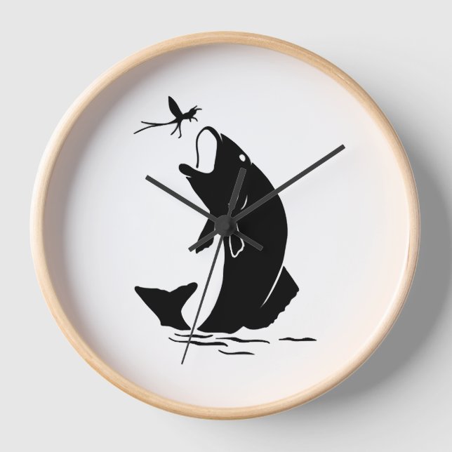 Fischen Sprünge Larvea Hook Fisherman Geschenk Uhr (Vorderseite)