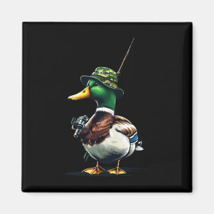 Fischen Stockentenente Lustig Cool Angeln Fischer Magnet