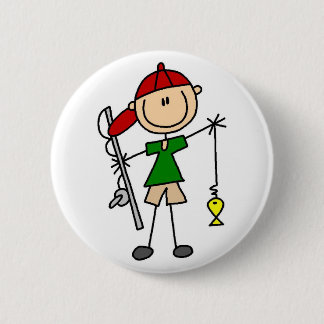 Fischen-Strichmännchen-Knopf Button