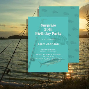 Fischen Thema Seine Überraschung Geburtstagsparty Einladung