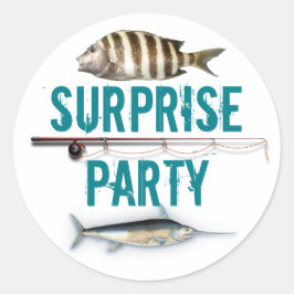 Fischen Thema Überraschung Party laden Umschlag Au Runder Aufkleber