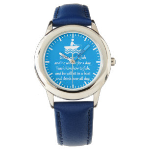 Fischen und Bier - sarkastische Zen-Phrase Armbanduhr