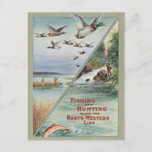 Fischen und Jagen entlang der Nordwestlinie Postkarte