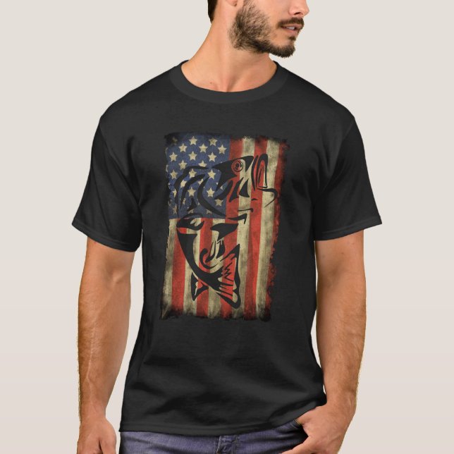 Fischen unter der Flagge der USA Fischerei T-Shirt (Vorderseite)