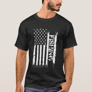 Fischen Vereinigte Staaten Bedrängt mit US-Flagge T-Shirt