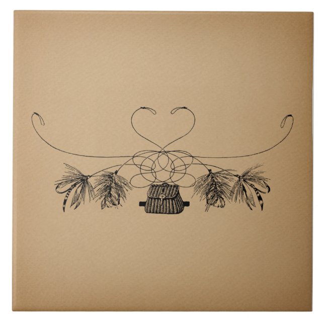 Fischen Vintage Kunst Fliese (Vorderseite)