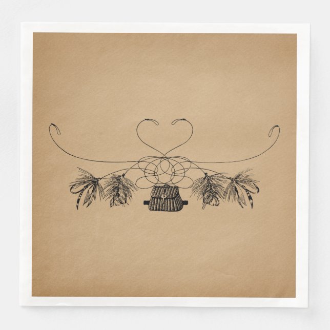 Fischen Vintage Kunst Serviette (Vorderseite)