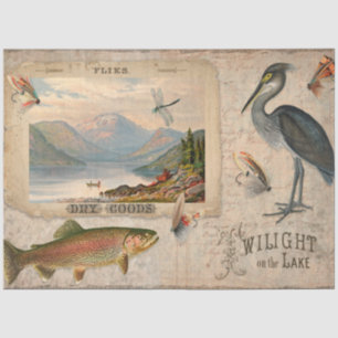 Fischen Vintager Forellensee Fischen Entdeckungsre Seidenpapier