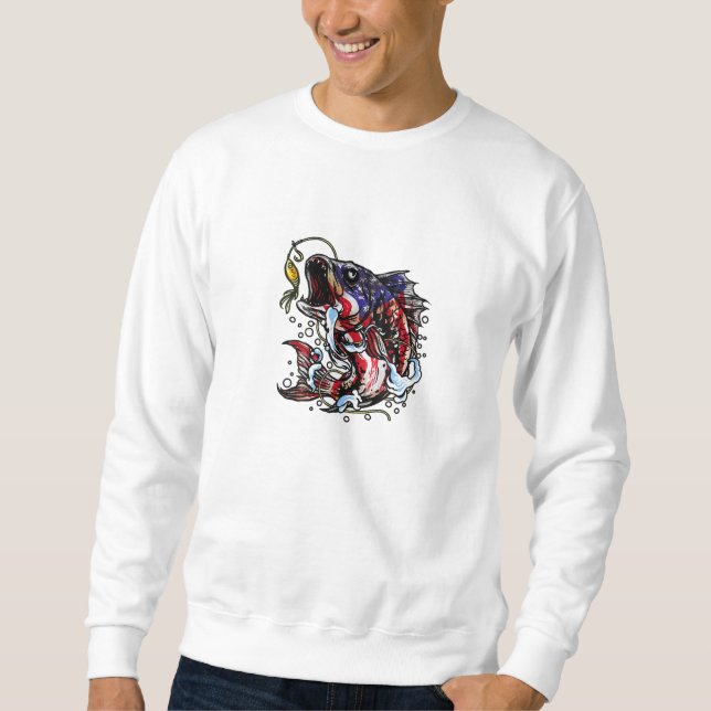 Fischen von Camouflage American Flag Sweatshirt (Vorderseite)