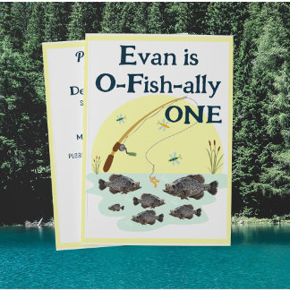 Fischen von einem Kind zum ersten Geburtstag Crapp Einladung