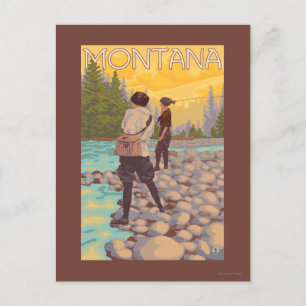 Fischen von Frauen - Montana Postkarte