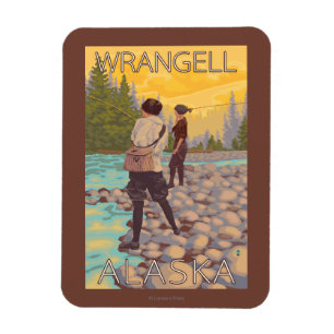 Fischen von Frauen - Wrangell, Alaska Magnet