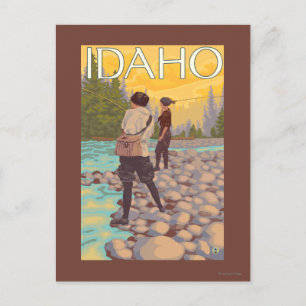 Fischen von FrauenIdahoVintageReiseplakat Postkarte
