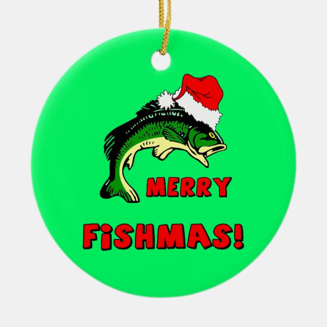 Fischen Weihnachten Keramikornament (Vorne)