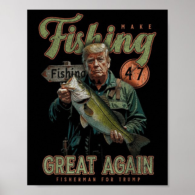 Fischen wieder großartig Funny B Fischen Donald Poster (Vorne)