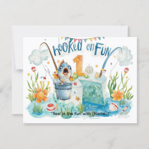 Fischen zum 1. Geburtstag für kleine Angler Party Postkarte