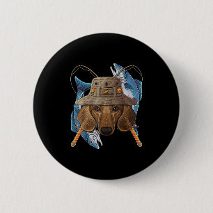 Fischender Dachshund Outdoor Angler Hund Niedlich Button