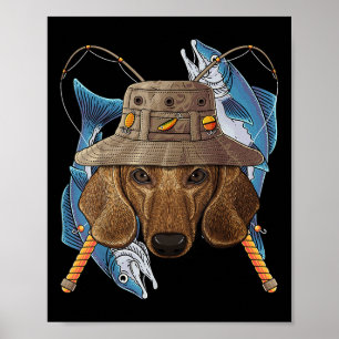 Fischender Dachshund Outdoor Angler Hund Niedlich  Poster