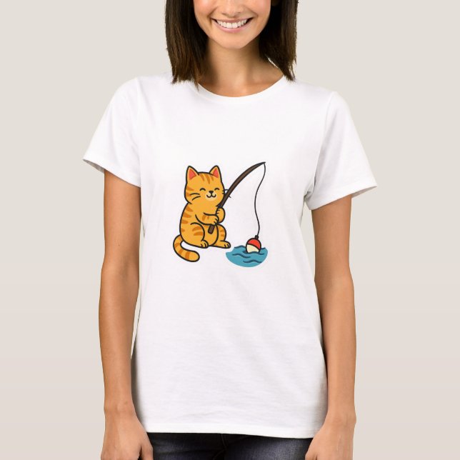 Fischender Kater - T-Shirt (Vorderseite)