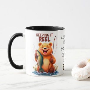Fischender Papa-Bär fängt Fisch Tasse