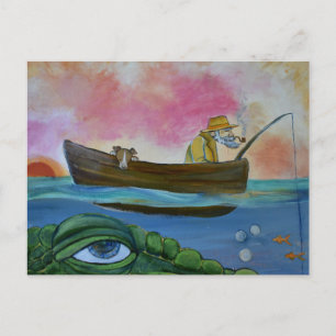 Fischender Seemonster Postkarte