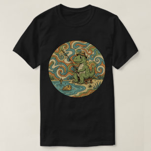 Fischender T-Rex - Groovy Dinosaur Angler T-Shirt