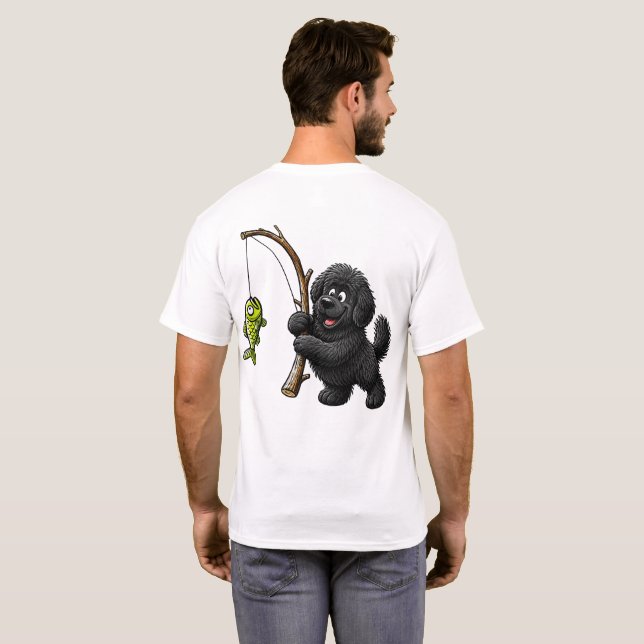 Fischender Welpe  T-Shirt (Schwarz voll)