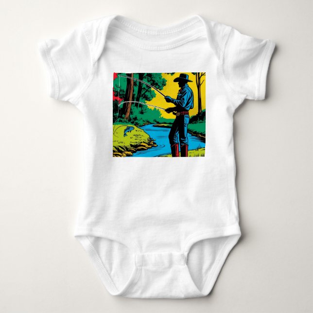 Fischer am Flussufer Baby Strampler (Vorderseite)
