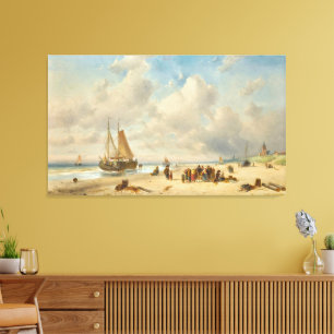 Fischer am Strand Leinwanddruck