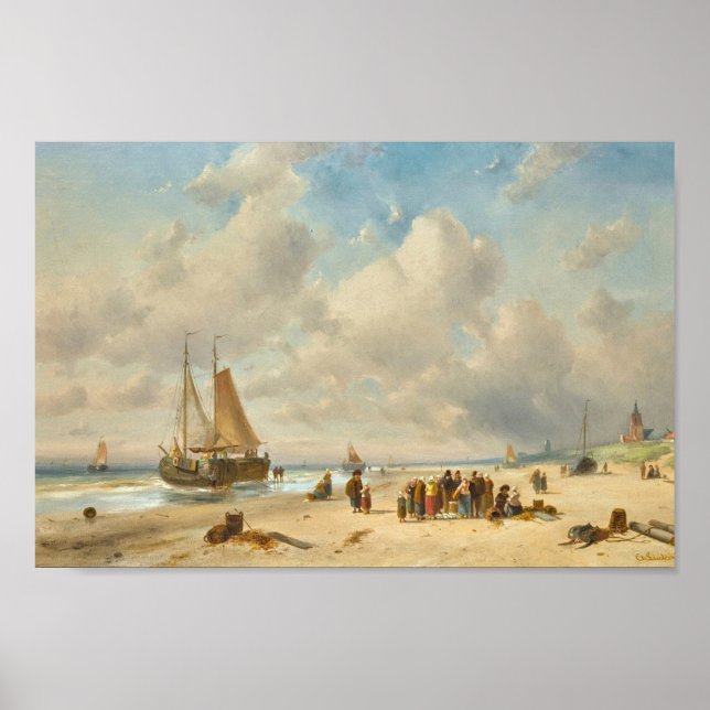 Fischer am Strand Poster (Vorne)