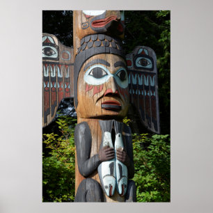Fischer am Totem Pole, Alaska Poster