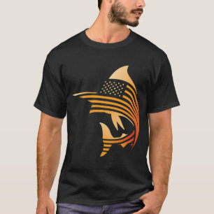 Fischer Amerikanische Flagge USA Angeln Patriot T-Shirt