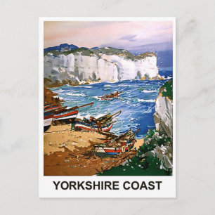 Fischer an der Küste von Yorkshire, Vintage-Gemäld Postkarte