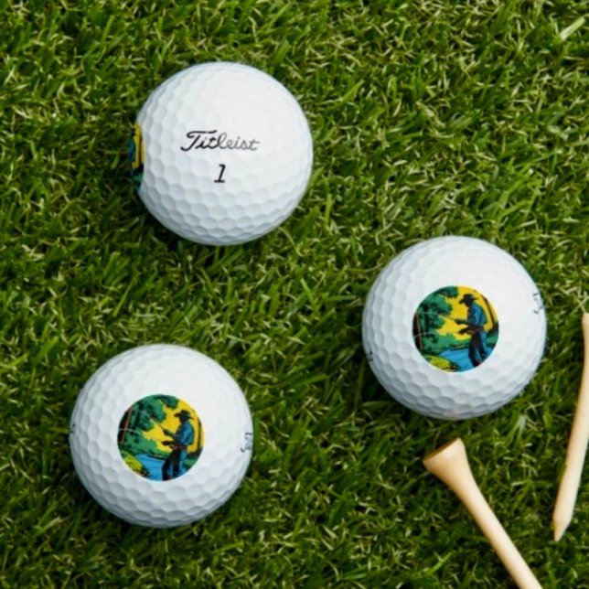 Fischer an der Riverbank Golfball (Fisherman on Riverbank Golf Balls Golfer Gift Set Mens Sports Novelty Gear)