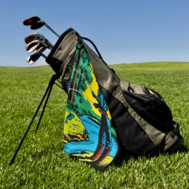 Fischer an der Riverbank Golfhandtuch (Fisherman on Riverbank Golf Towel Golfer Gift Custom Sports Gear)