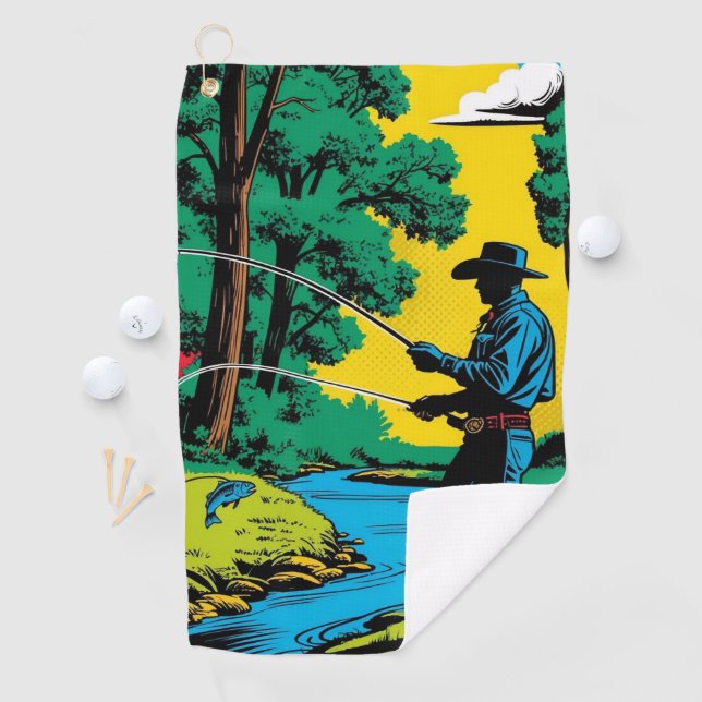 Fischer an der Riverbank Golfhandtuch (Insitu)